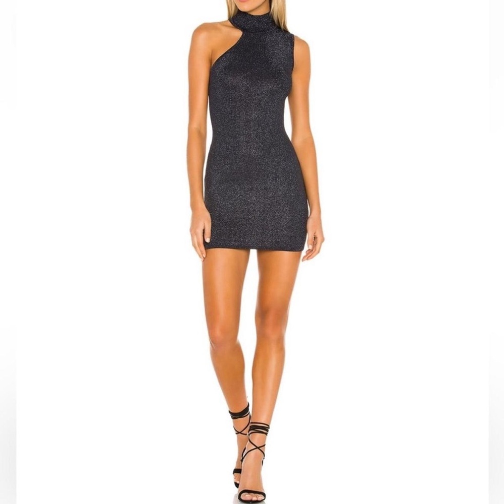 Superdown Black Grey Sleeveless Glitter Mini Dress
